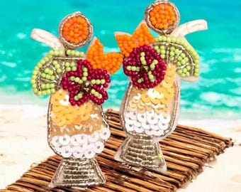 Pina Colada Sequin Earrings: Lightweight Tropical Jewelry,