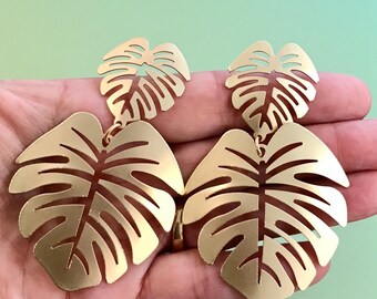 Oorbellen palmblad: tropische zomer-/vakantiesieraden