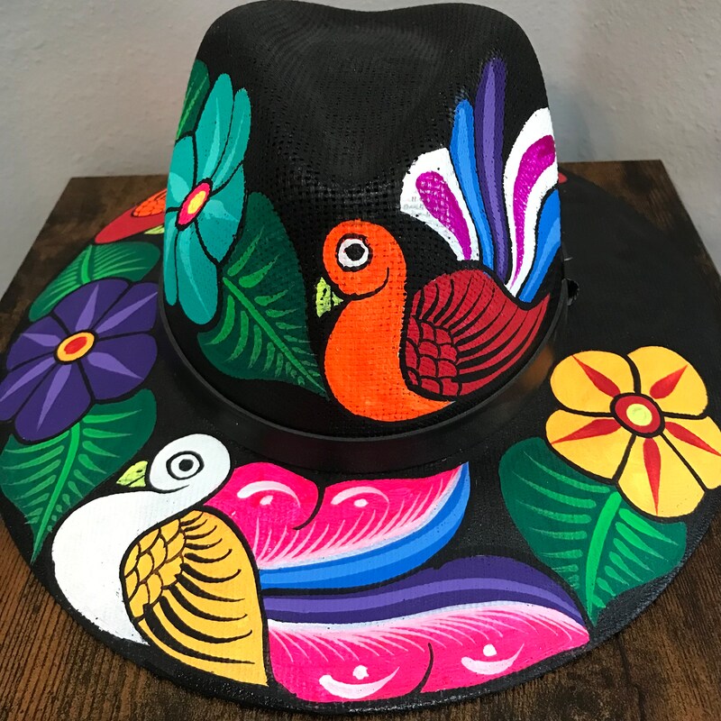 Hand Painted Blue Leaf Hat main image 0
