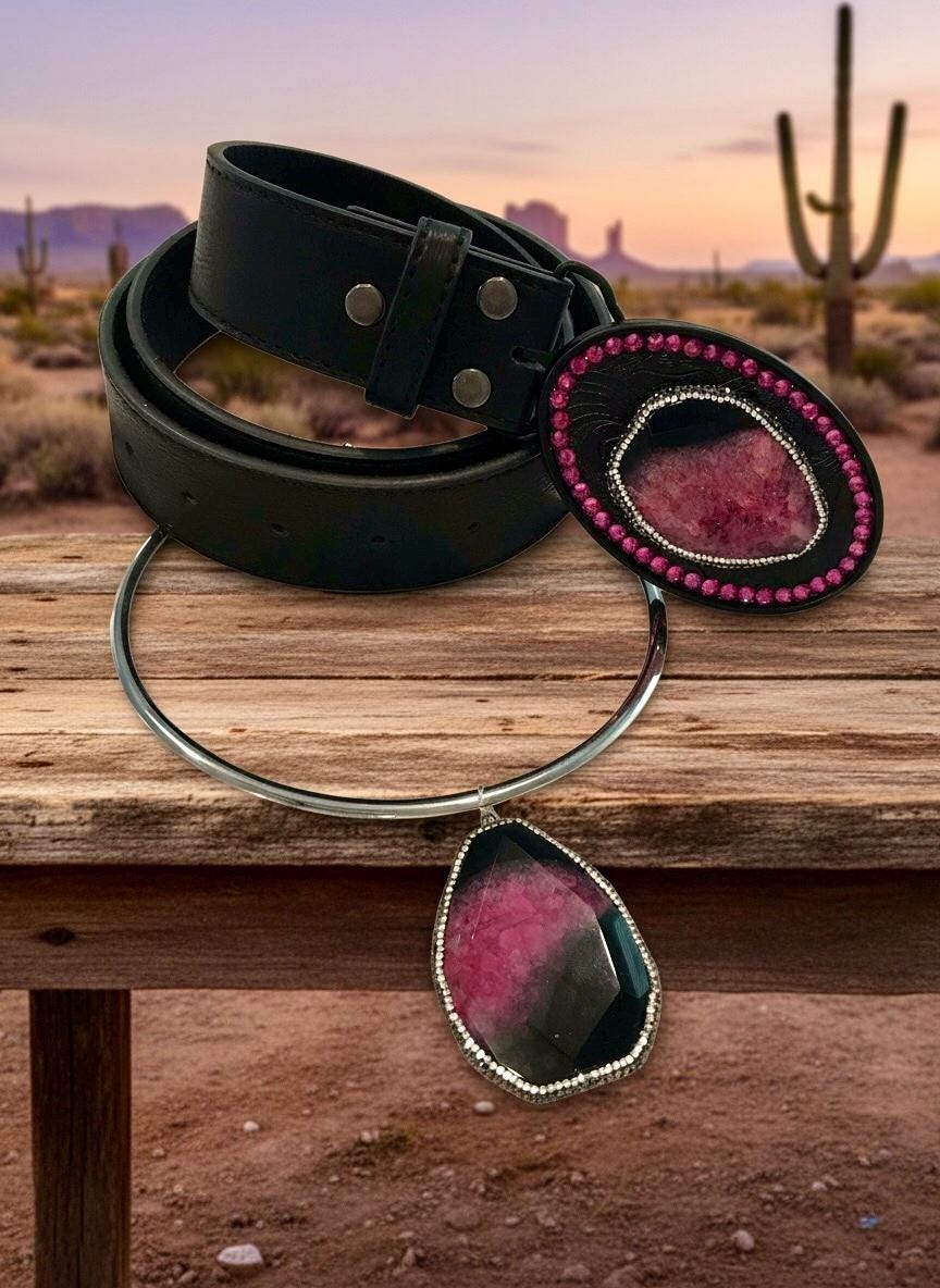 Pink Stone Belt Buckle - Etsy display picture 2