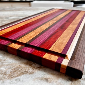 Exotic Hardwood Cutting Board | SUNSET edition | Walnut / Maple / Purple Heart / Cherry / Padauk