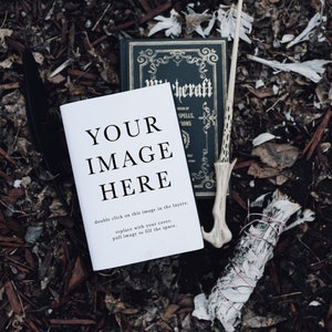 Witchcraft 3760: Dark Witch Flat lay Book Cover Mockup Photoshop Template