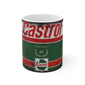 Retro Motor Oil Can Replik Kaffeebecher, Mechaniker Geschenk, Keramikbecher, Papa Geschenk, Auto Kerl, alte Mode Replik, Tee, heiße Schokolade, Castrol