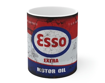 Retro Motor Oil Can Replica Coffee Mug, Mechanic Gift, Ceramic Mug, Dad Gift, Car Guy, Old Fashion Replica, Tea, Hot Chocolate, Esso