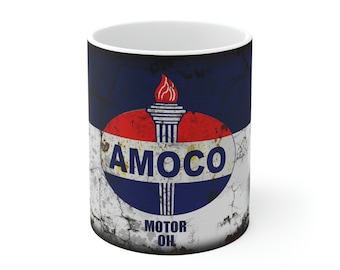 Retro Motor Oil Can Replica Coffee Mug, Mechanic Gift, Ceramic Mug, Dad Gift, Car Guy, Old Fashion Replica, Tea, Hot Chocolate, Amoco