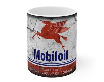 Retro Motor Oil Can Replica Coffee Mug, Mechanic Gift, Ceramic Mug, Dad Gift, Car Guy, Old Fashion Replica, Tea, Hot Chocolate, Mobiloil