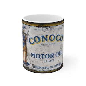 Retro Motor Oil Can Replica Coffee Mug, Mechanic Gift, Ceramic Mug, Dad Gift, Car Guy, Old Fashion Replica, Tea, Hot Chocolate, Conoco Oil
