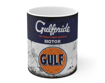 Retro Motor Oil Can Replica Coffee Mug, Mechanic Gift, Ceramic Mug, Dad Gift, Car Guy, Old Fashion Replica, Tea, Hot Chocolate, Gulf