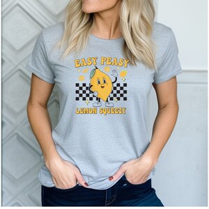Einfach peasy, lustiges Tshirt, Geschenk für Mama, Geschenk für Freundin, Geschenk für sie, lustiges Tshirt, Retro Zitronen Shirt, kariert, süße Zitrone