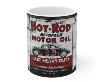 Retro Motor Oil Can Replica Coffee Mug, Mechanic Gift, Ceramic Mug, Dad Gift, Car Guy, Old Fashion Replica, Tea, Hot Chocolate, Hot Rod