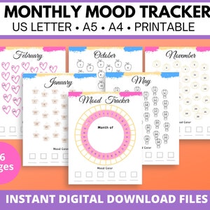 Monthly Mood Tracker - Letter - A4 - A5