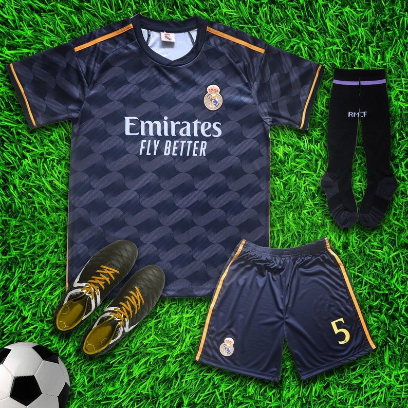 Madrid Bellingham 5 Away New Soccer Jersey & Shorts with Socks Set for Boys and Girls Youth Sizes image 2