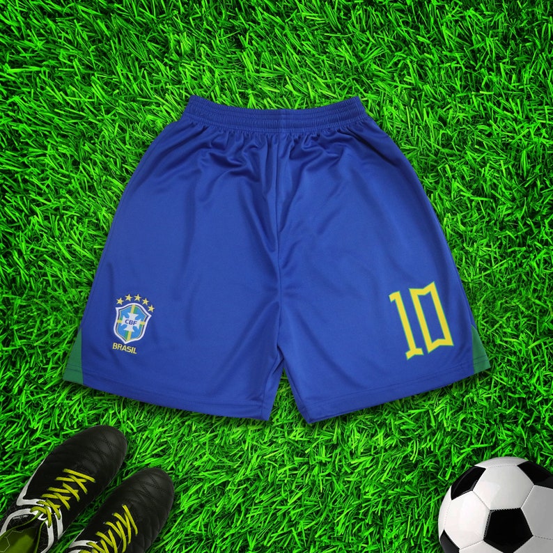 Brazil 2022 PELE Home Kids Soccer Uniform Jersey Shorts Socks for Boys Girls Youth Sizes image 5