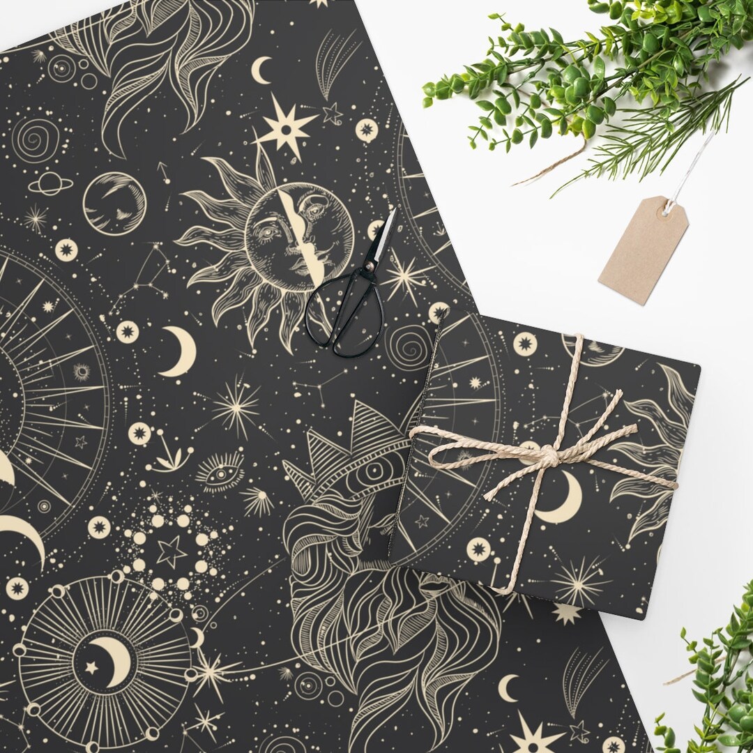 24 X 36 Celestial Wrapping Paper, Zodiac Wrapping Paper, Zodiac Gifts