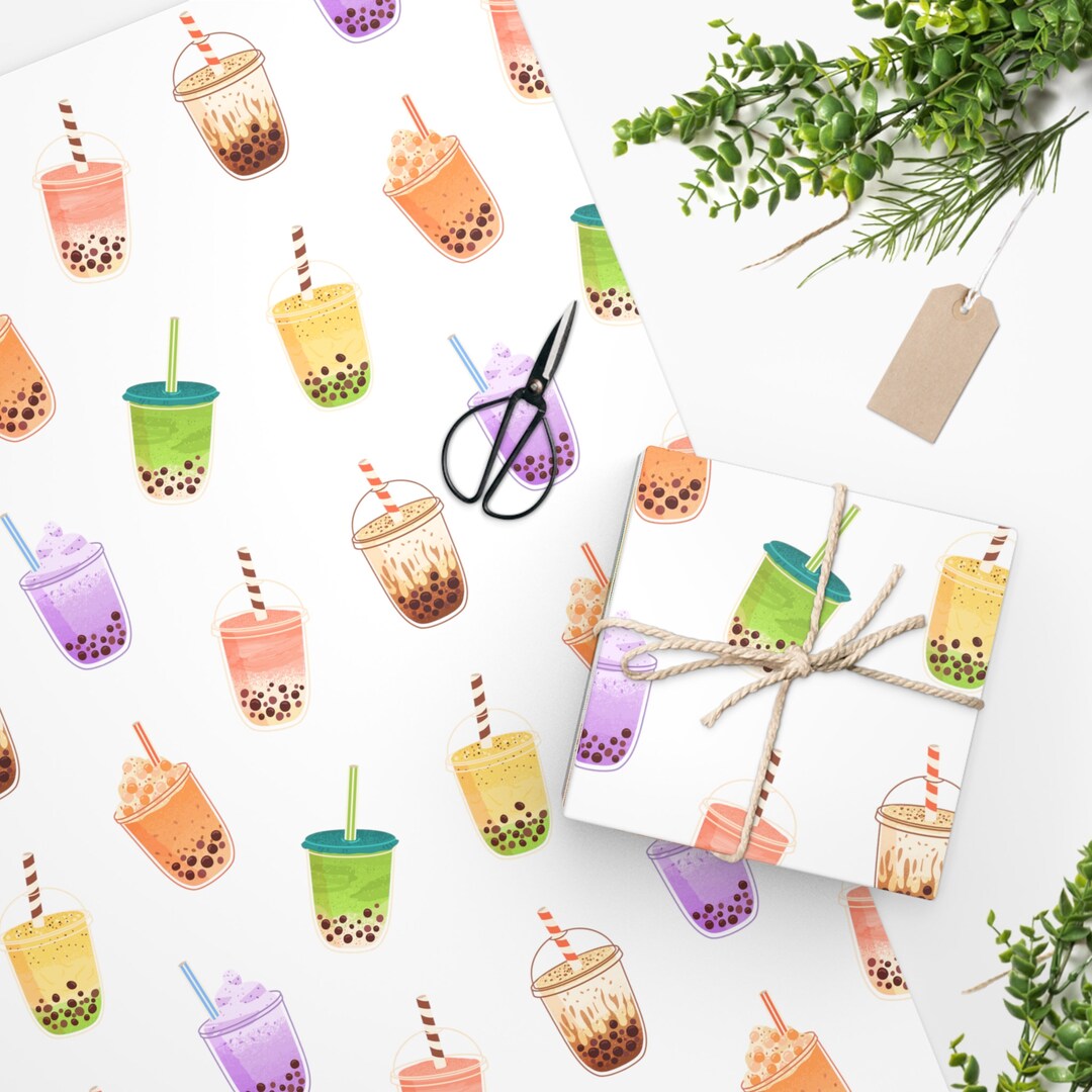 Boba Tea Wrapping Paper Bubble Tea Wrapping Paper Boba Tea Etsy
