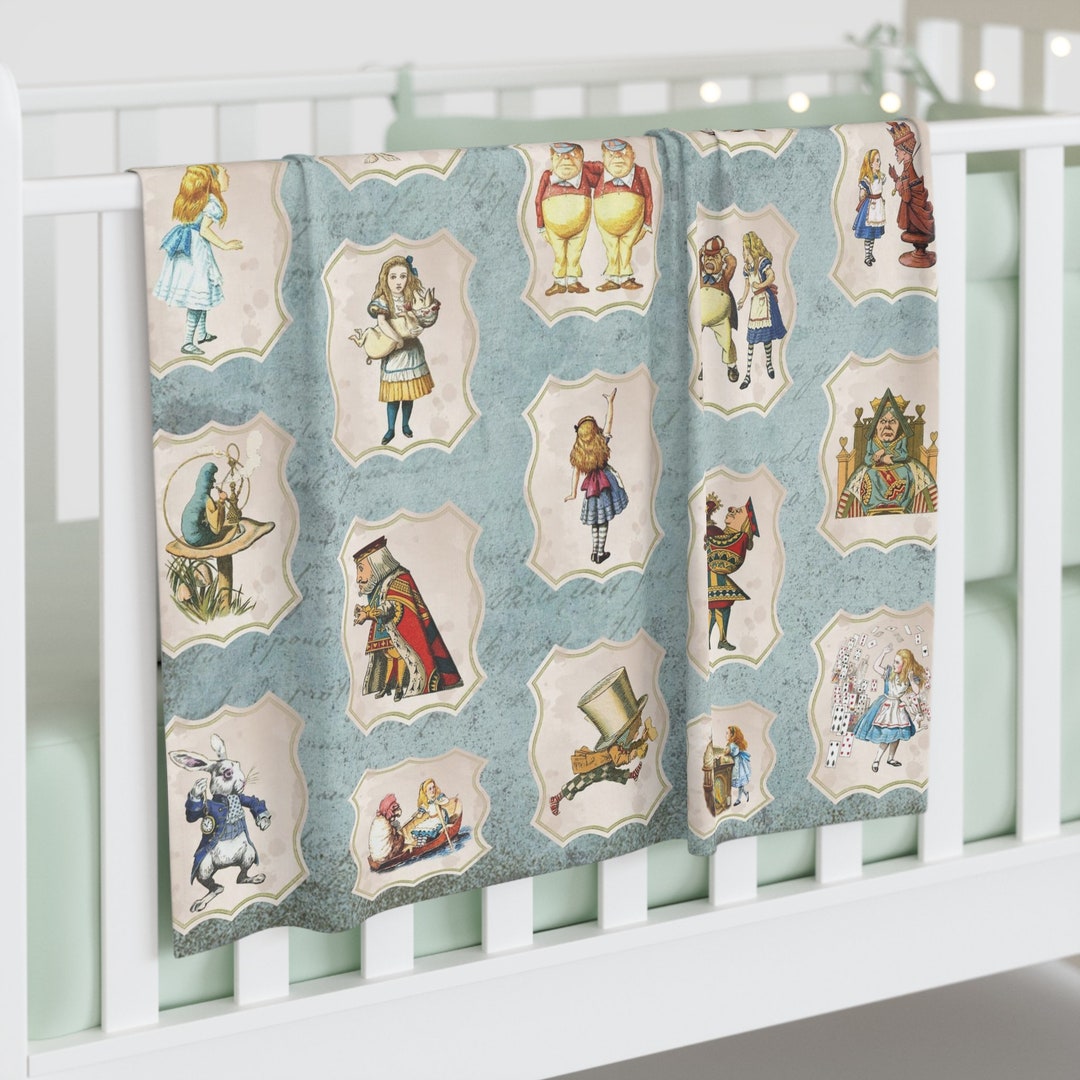 30 X 40 Vintage Alice in Wonderland Baby Swaddle Blanket, Alice in