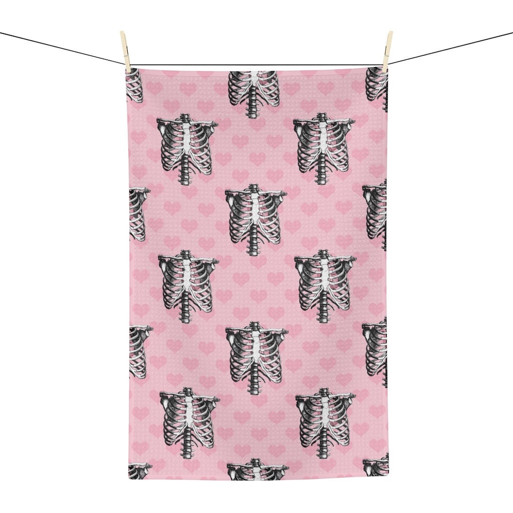 Sternum Soft Tea Towel, Skeleton Towel, Skeleton Kitchen, Gothic