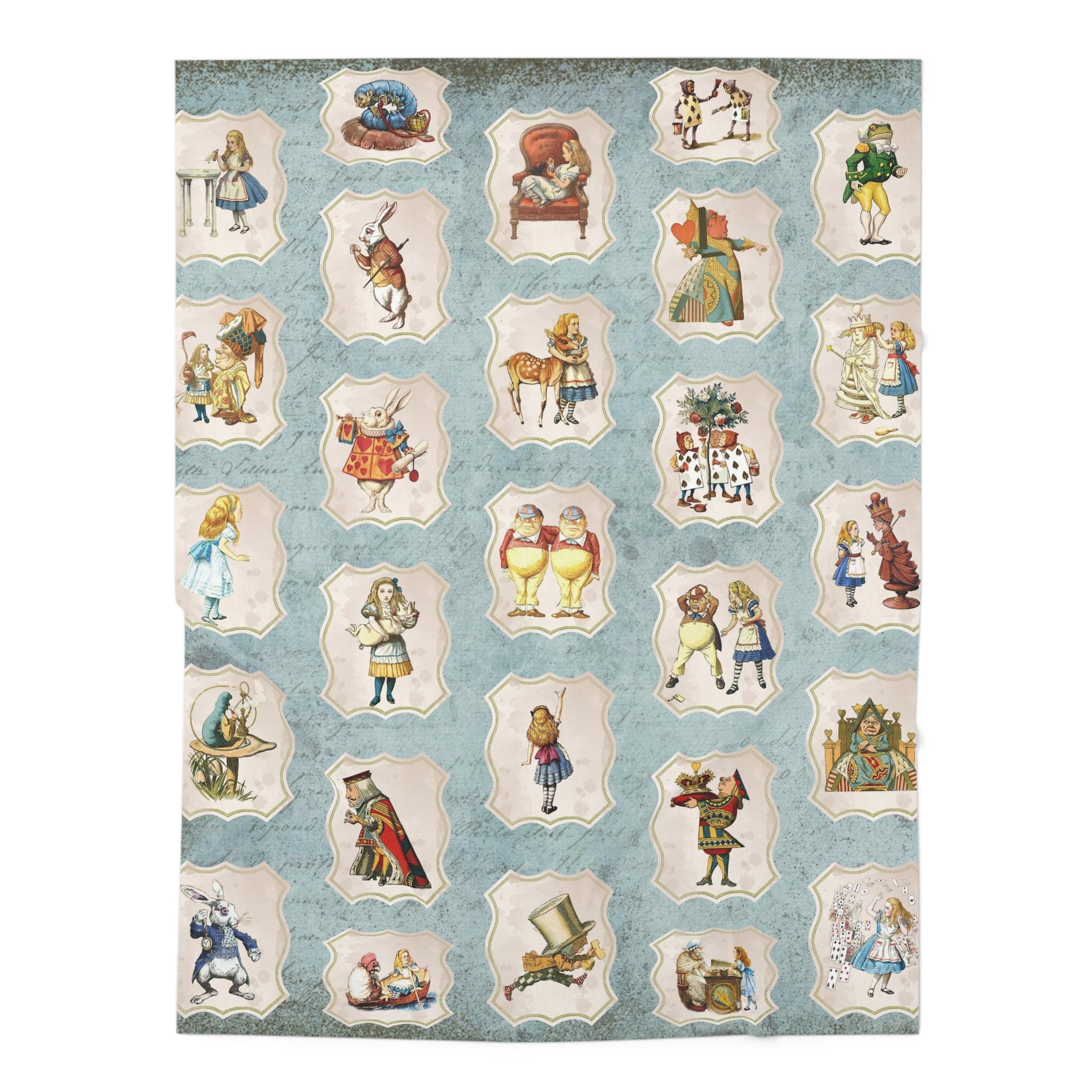 30 X 40 Vintage Alice in Wonderland Baby Swaddle Blanket, Alice in