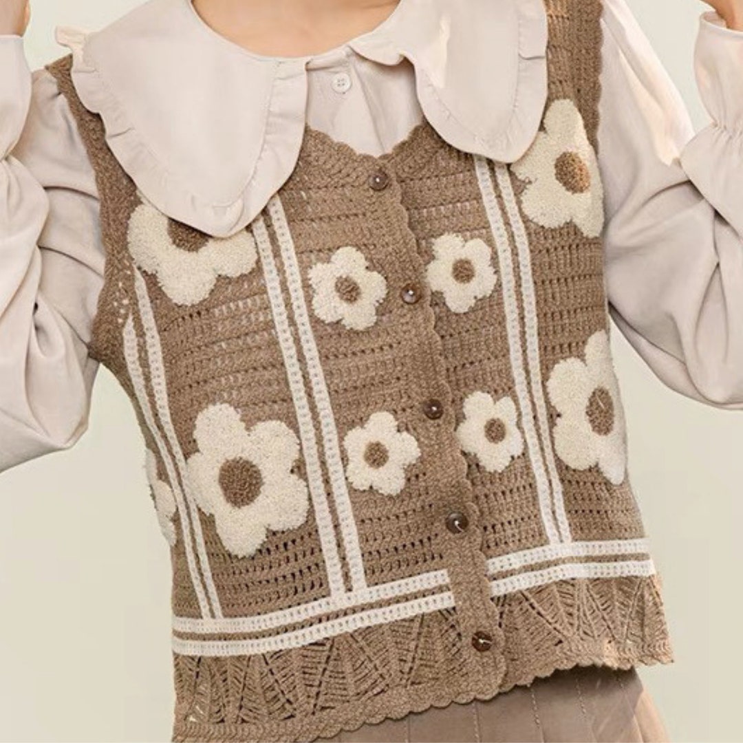 Embroidered Knitted Vestwomen Sweater Vestknit Sleeveless Etsy