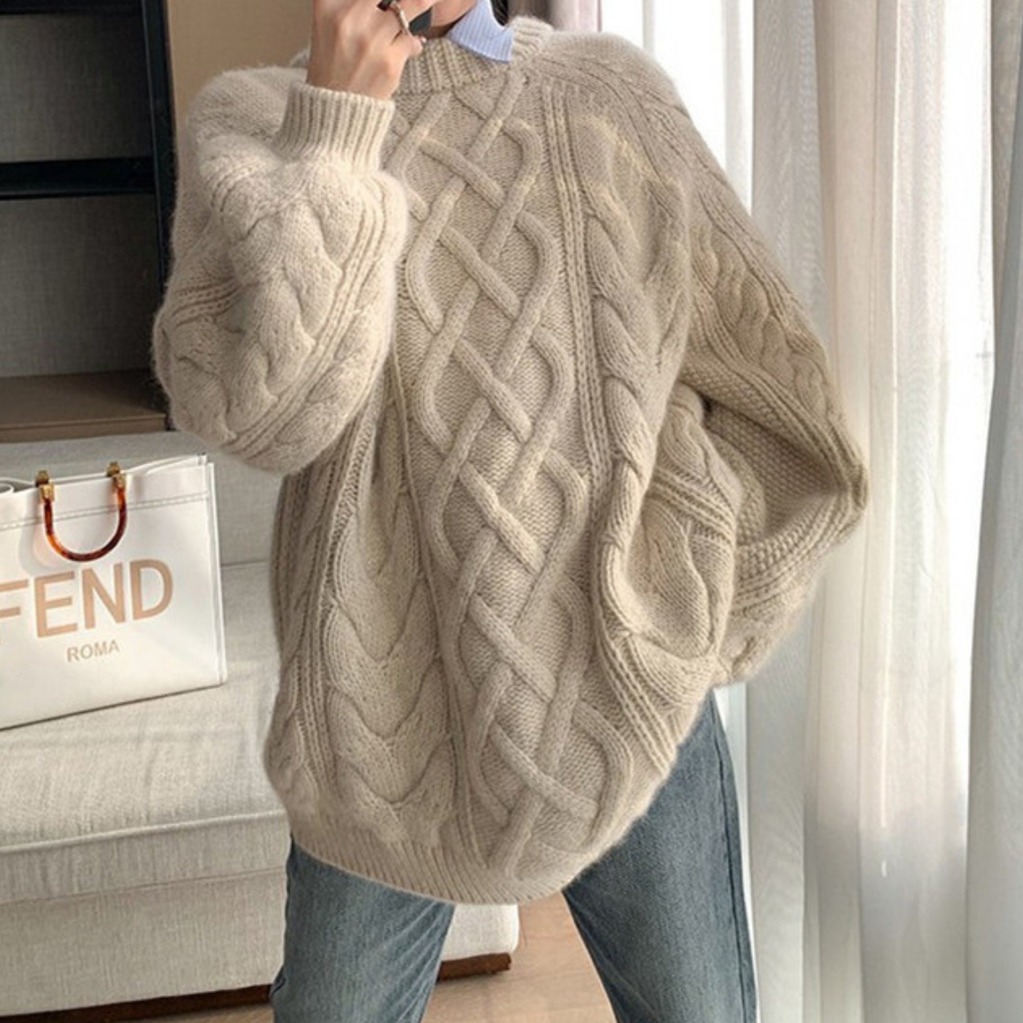 Cable Knit Sweater - Etsy