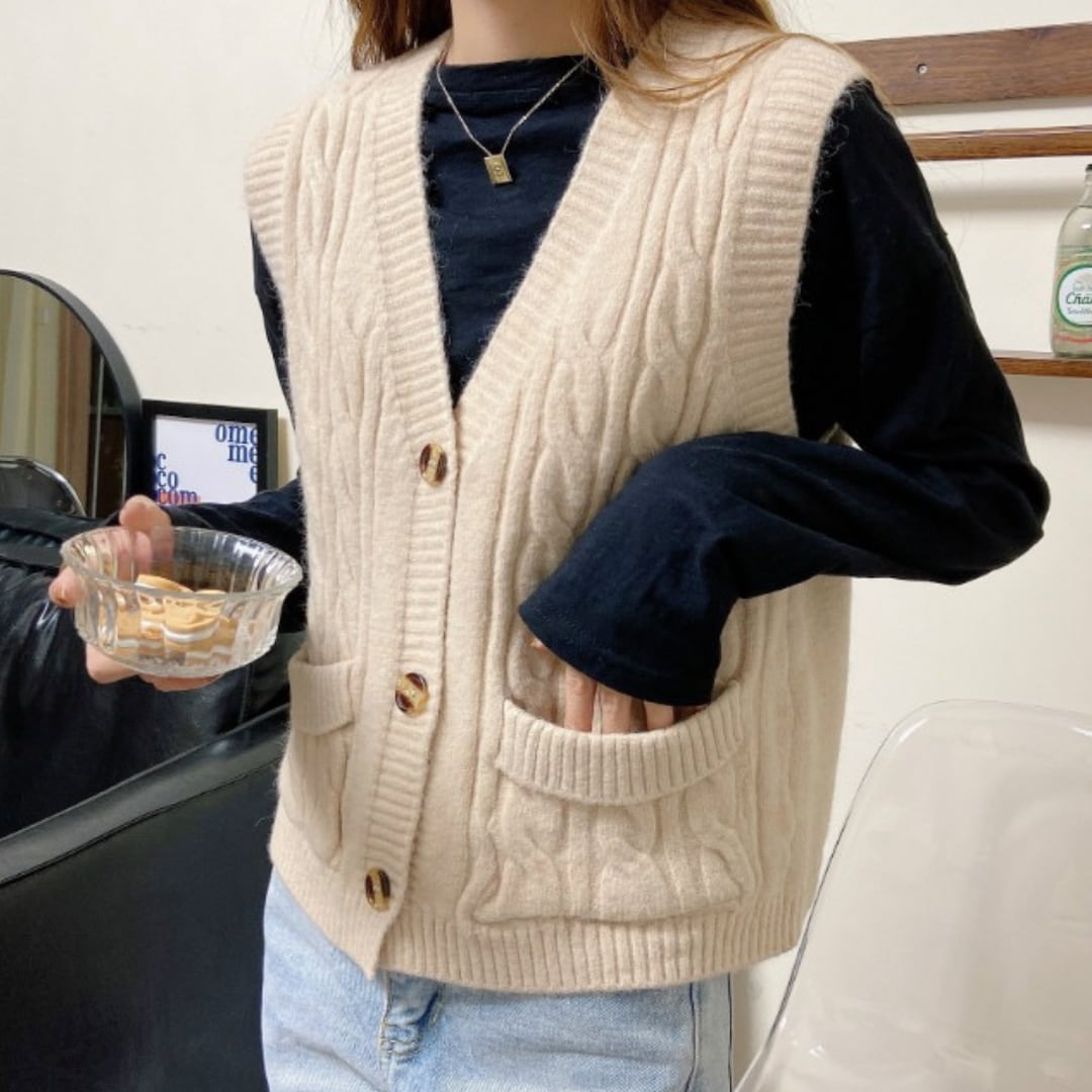 Women Sweater Vestknit Sleeveless Cardigan,buttoned Sweater,knitted