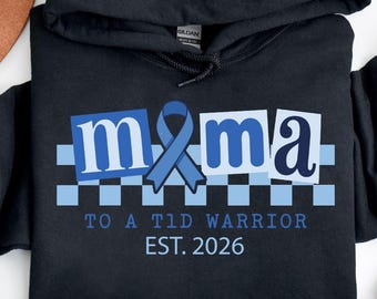 Custom Diabetes Awareness Hoodie, T1D Mama Hooded Sweatshirt, Blue Ribbon Diabetes Hoodie, Custom Diabetic Hoodie, Diabetic Gift