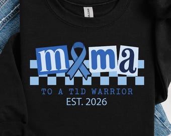Custom Diabetes Awareness Sweatshirt, T1D Mama Sweatshirt, Blue Ribbon Diabetes Sweatshirt, Custom Diabetic Warrior Sweater