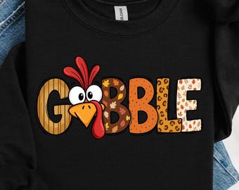 Gobble Sweatshirt, Cute Thanksgiving Turkey Crewneck, Matching Family Thanksgiving Sweater, Fall Holiday Sweater, Autumn Sweatshirt
