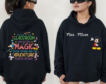 Personalized Teacher Hoodie, Teacher Hoodie, Mickey Mouse Hoodie, Disney Hoodie, Custom Name Hoodies, Disney Teacher Hoodie, School Hoodie