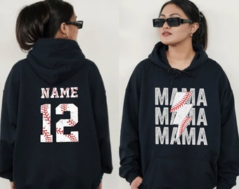 Custom Name, Team, Number Hoodie, Personalized Baseball Player Hoodie, Softball, Mom Sport Shirt,Game Day,Baseball Lover,Customize Mama Gift