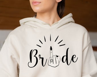 Ring Finger Bride Hoodie, Wedding Shirt, Honeymoon Shirt, Cute Bachelorette Party, Bridal Shower, Engagement Gift, Future Mrs, Just Married