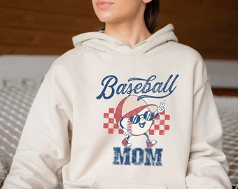 Sweats à capuche baseball pour maman, chemise de baseball, sweats à capuche pour le jour du match, cadeau pour maman, jour du match de baseball, chemise pour les amateurs de baseball, t-shirt maman softball, cadeau pour la fête des mères