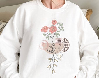 Sweat-shirts Love fleuris, chemise à motifs vintage, t-shirt mascotte mignon, tenue graphique Love Shirt, sweat à capuche rétro Love, sublimation tendance bohème
