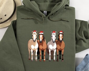 Horse Christmas Hoodie, Western Christmas Horse Hoodie, Womens Christmas Hoodie, Funny Christmas Hoodie, Horse Lover Gift, Holiday Hoodie