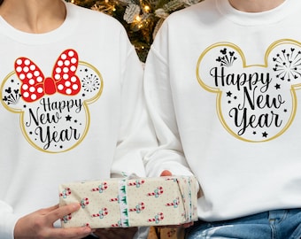 Happy New Year Disney Family Sweatshirt, Cute Disney Couple 2025 Sweatshirt,Disneyland Sweatshirt,Christmas And New Year Vacation Sweatshirt