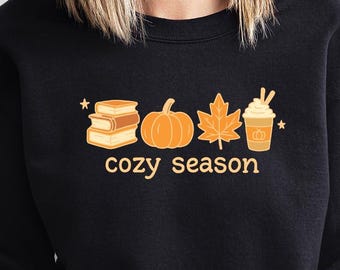Cozy Season Sweatshirt, Book Lover Sweatshirt, Fall Reading Pullover, Cute Autumn Crewneck, Bookish Gifts, Bookworm Sweater