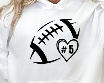 Custom Football Heart Hoodie, Football Mom Hooded Sweater, Game Day Hoodie, Custom Football Hoodie, Football Season Hoodie, Sports Mom Gift