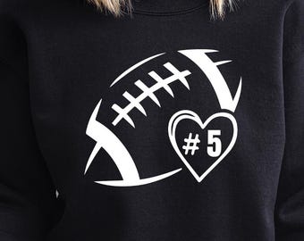 Custom Football Heart Sweatshirt, Football Mom Crewneck, Custom Game Day Sweater, Cute Football Sweatshirt, Sports Mom Gift