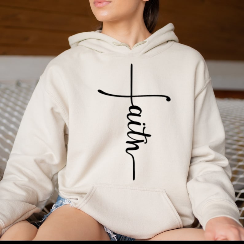 Faith Hoodie Faith Cross Hoodie Christian Gift Love and Etsy