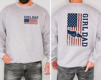 Patriotic Girl Dad Sweatshirt, Fourth Of July Father Sweater, American Pride Dad Sweater, Retro USA Flag Dad Sweater, Independence Day Gift