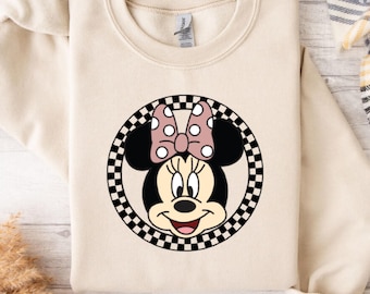 Retro Mickey and Friends Sweatshirt,Disney Trip Sweatshirt,Mickey Minnie Sweatshirt,Checkered Mickey Sweatshirt,Disney Family Vacation Sweat