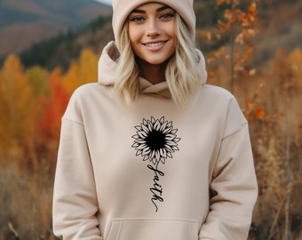 Sunflower Faith Hoodie, Christian Gift, Bible Verse Hoodie, Christian Hoodie, Religious Hoodie, Church Hoodie, Jesus Hoodie, Inspirational