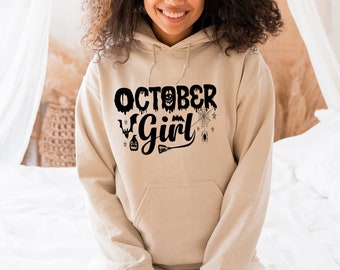October Girl Hoodie, Spooky Hoodie, Halloween Tee, Halloween Hoodies, Halloween Hoodie, Spooky Hoodie,Fall Hoodie,Halloween Girl Hoodie