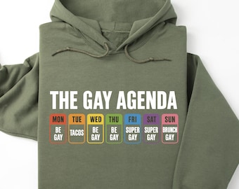 The Gay Agenda Hoodie,Gay Hoodie,LGBT Hoodie,Bisexual Hoodie,Lesbian Hoodie,Pride Daily Hoodie,LGBT Gift,Pride Rainbow Hoodie,Gift for Pride