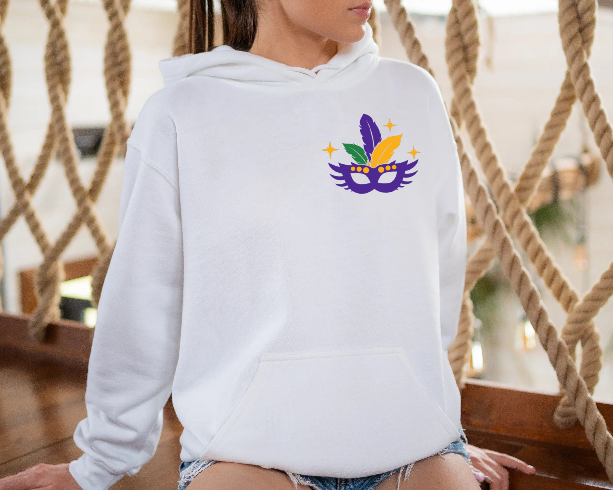 Mardi Gras Creations Mardi Explosion Crop Hoodie