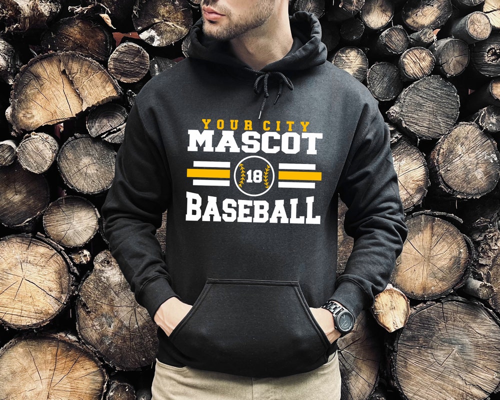 Mascot Baseball Hoodie, Baseball Hoodie, Mascot Gift, Mascot Hoodie, Baseball Gift, Sport Gift, Sport Hoodie, Custom Mascot Hoodie Teeplaza Design