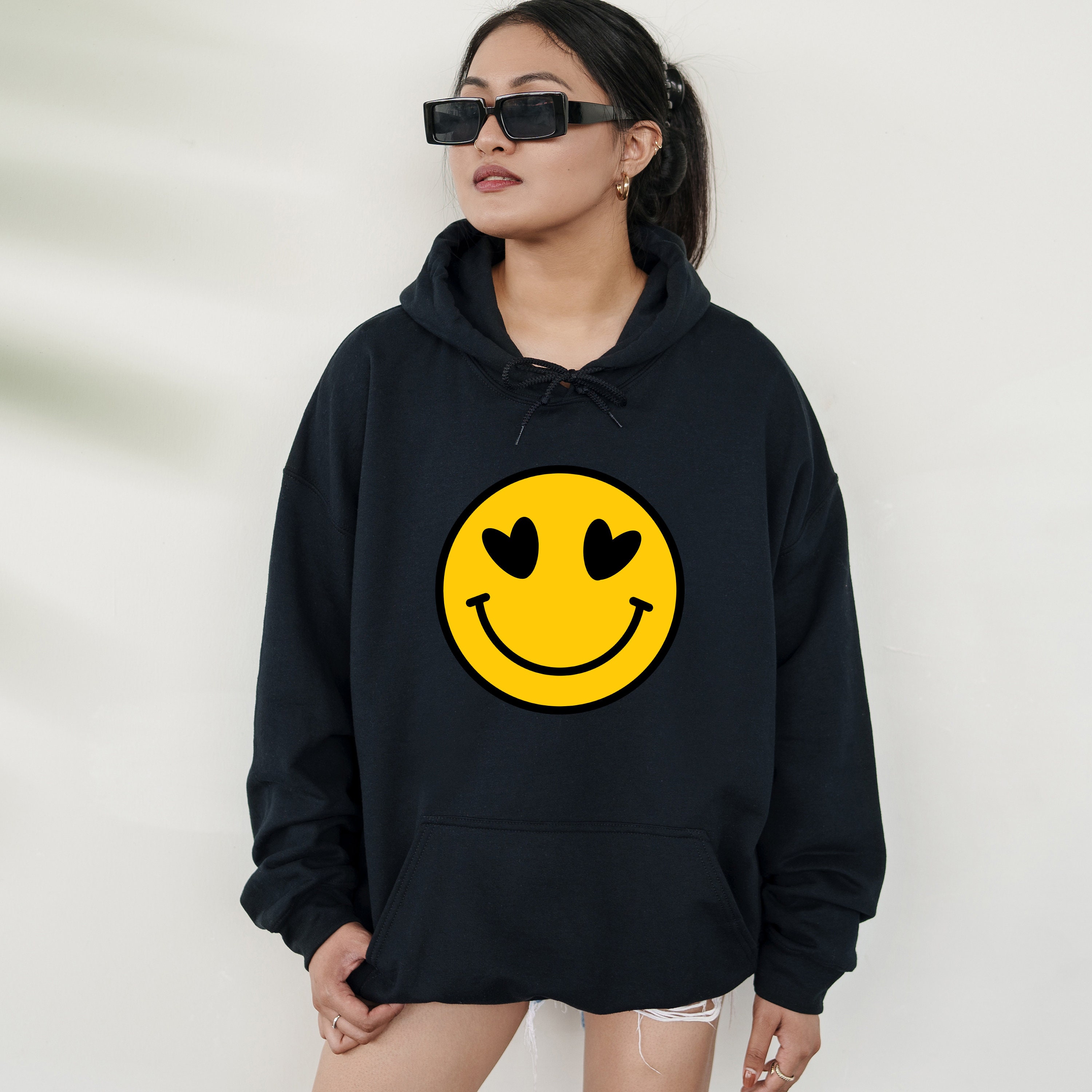 Happy Faces Hoodies, Cute Happy Face Hoodies, Smiling Emoji Tee