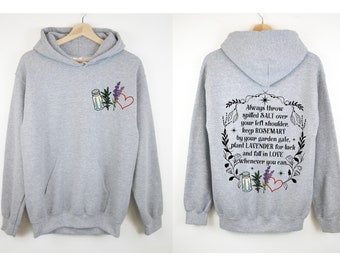 Salt Rosemary Lavender Love Front and Back Hoodie, Magic Spell Hoodie, Halloween Hoodie, Witchy Hoodie, Practical Magic Hoodie, Apothecary