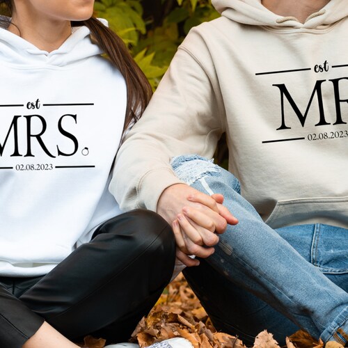 thumbnail image 2 of Custom Mrs Sweatshirt - Personalized Wedding Gift With Name And Date, Unisex Fit 2 of 12