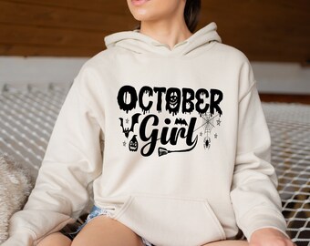 October Girl Hoodie, Spooky Hoodie, Halloween Tee, Halloween Hoodies, Halloween Hoodie, Spooky Hoodie,Fall Hoodie,Halloween Girl Hoodie